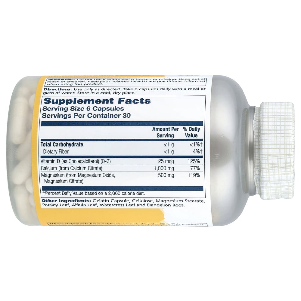 Solaray Cal-Mag Citrate with Vitamin D-3, 2:1 Ratio, 180 Capsules