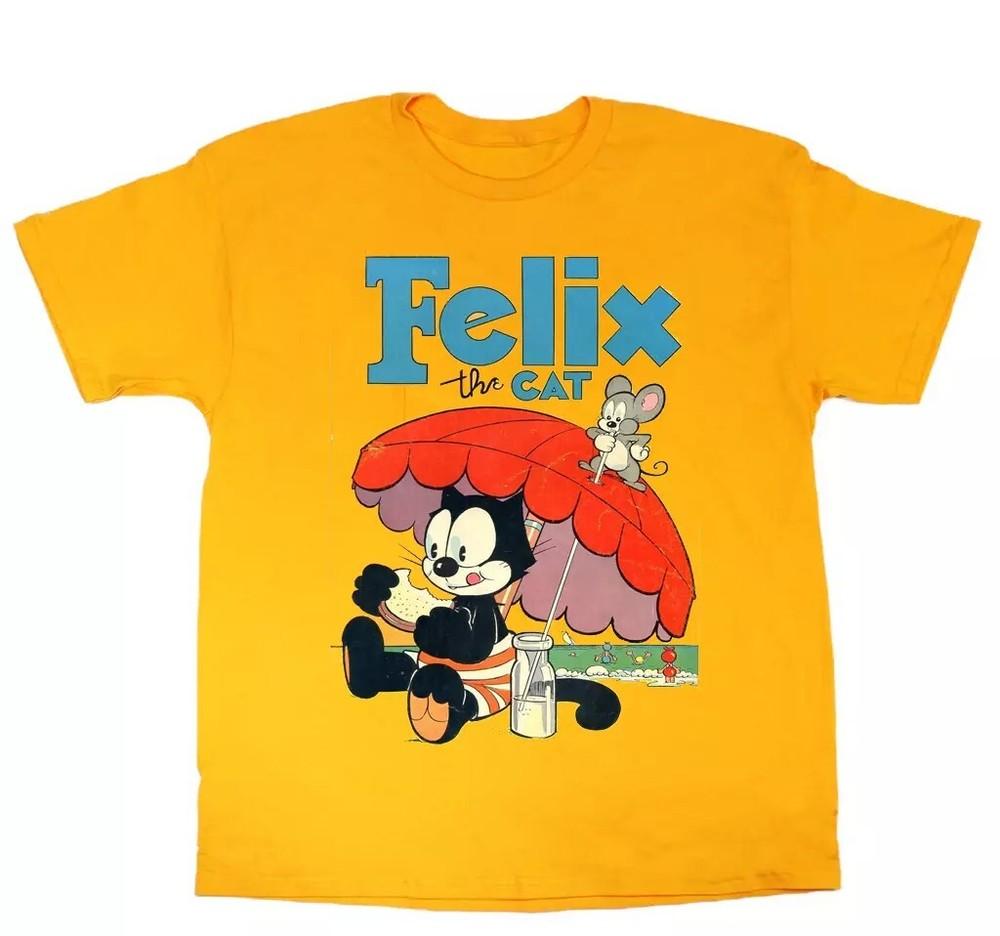 Felix The Cat Cartoon Classic Funny Unisex Cotton Yellow T-Shirt All Size 5HRT18 Unisex T-Shirt XXXL