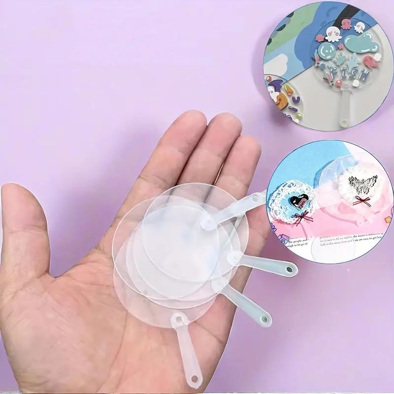 WTEMPO DIY Mini Transparent Fan Craft Items Creative Holiday Party Decor Small Fans Round Blank Painting Fans Handicraft Making Accessories