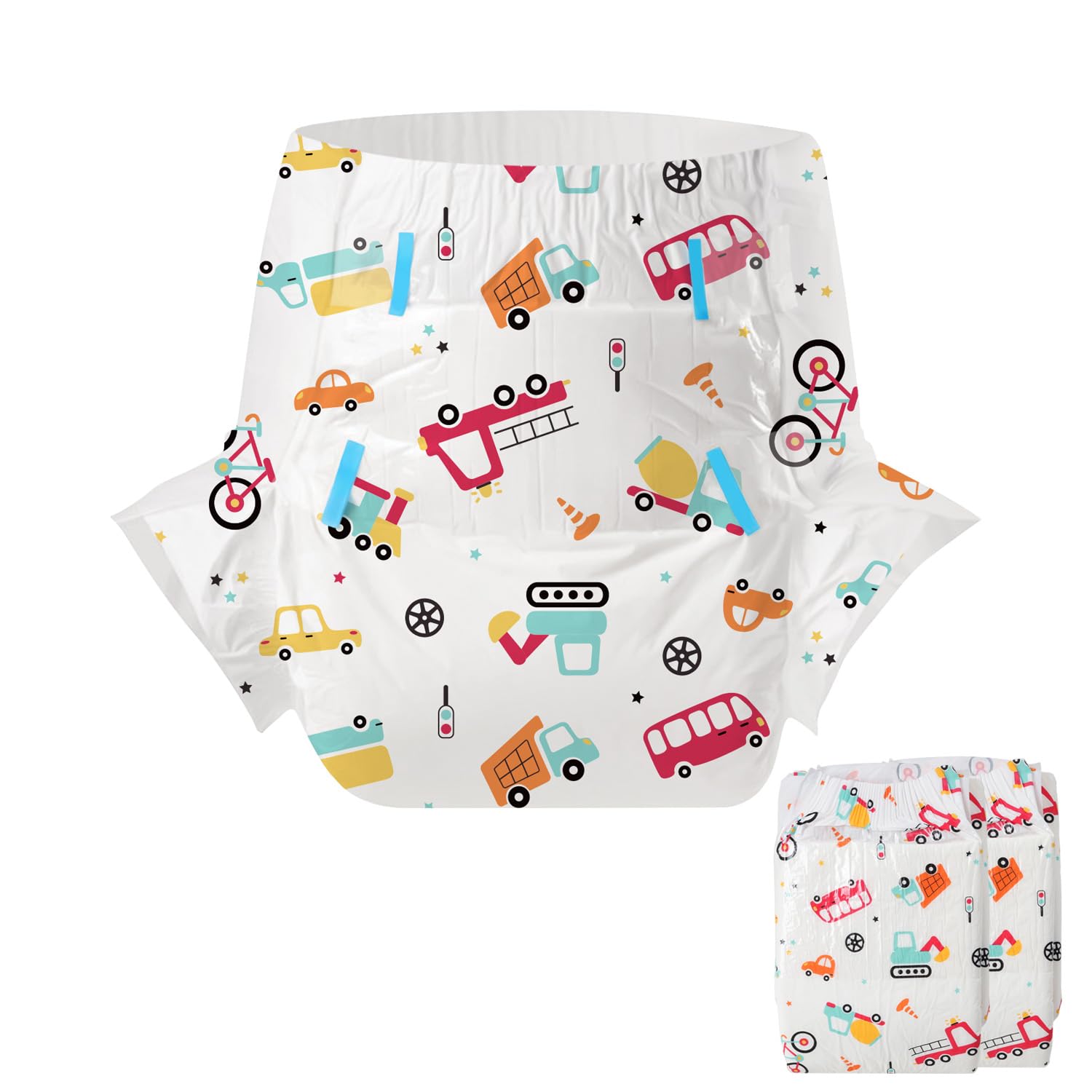 

CutiePlusU Adult Diaper Set Unisex Incontinence Pants with Maximum Nighttime Absorbency Busy Driver Size (2-Pack), Labels, - (M, 71-96cm)