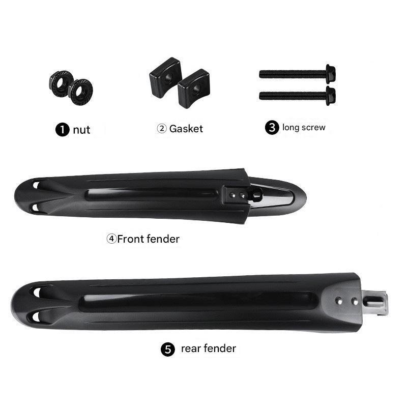Bicycle Fender Set Front and Rear Extended Wide Mudguard PP Plastic Mountain Bike Mudguard Road Bike Splash Guard Cycling Accessories One Size чёрный