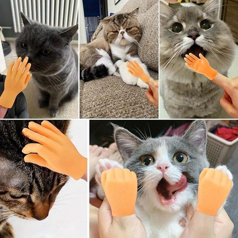 6 Stück Katze Spaß Spielzeug Kleine Handschuhe Katze Fingerhülle Mini Handmodell Silikon Kleine Handschuhe Katzenmassage Werkzeuge Haustier Katze Spielzeug