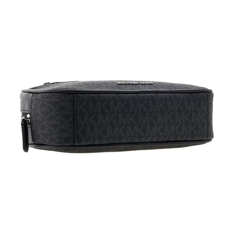 Michael Kors Travel Classic Presbyopia Printed Zipper Closure Calf Leather Toilet Bag Men's Black