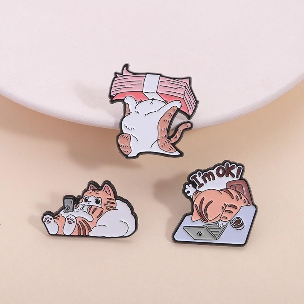 Accessories Work Cat Enamel Pin Adorable Cat Lapel Pins Badge Fashion Cartoon Cat Pins  Office