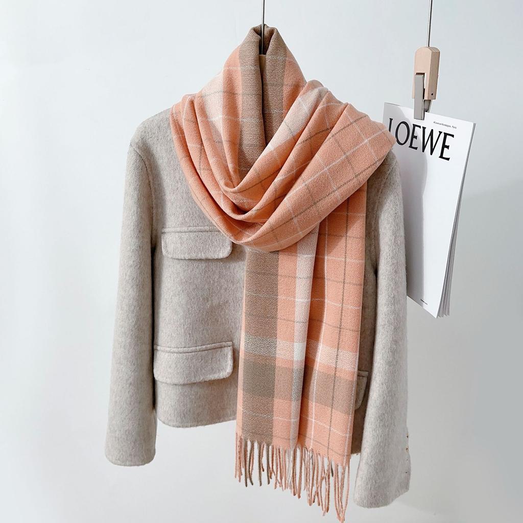 Fashion plaid scarf imitation cashmere thickened warm and cold protection neck fringed scarf dual-purpose shawl