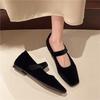 Fashion Spring French Style Square Toe Shallow Mouth Ladies Shoes 2025 New Style with Low Heel Suede Flat Shoes Autumn Women's Shoes