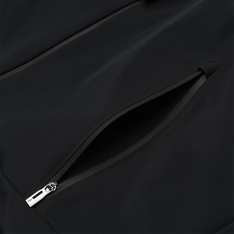 FILA Blue Casual Versatile Warm Hooded Cotton Jacket Men Jackets Black F11M512901F-BK