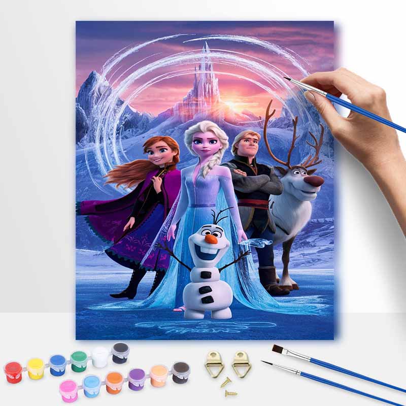 Disney Frozen Elsa Anna Olaf oil painting handmade painting kit diy home room decoration gift 20x30cm