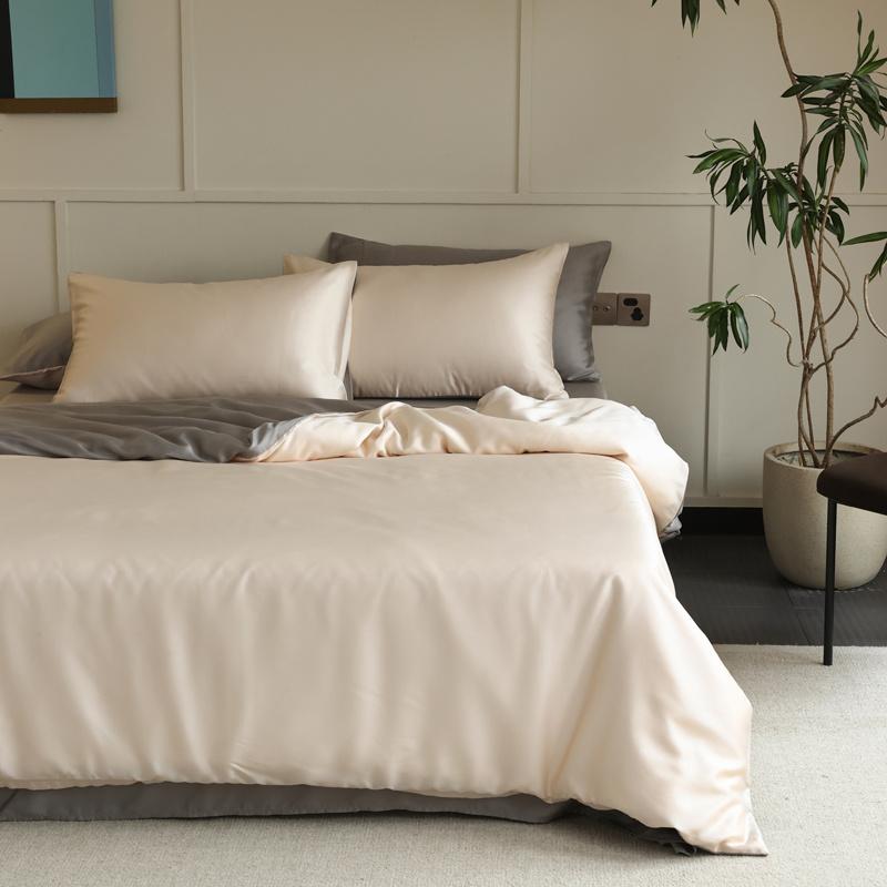 1PC Mulberry Silk Duvet Cover Quilt Cover Solid Color Smooth Comforter Cover with Zipper Closure Double King Queen Size Bedding