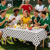 Soccer Tablecloth Waterproof Rectangle Black White Table Cover Cloths for Soccer Party Decorations, Sports Birthday Parties Accessory
