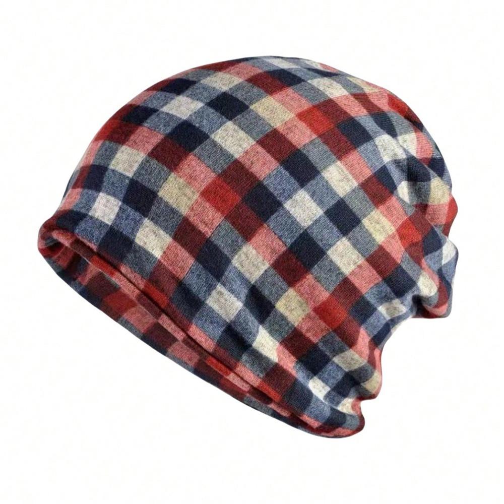 

Contrasting Colors Turban Hats Plaid Print Casual Hedging Cap Autumn and Winter Style 3