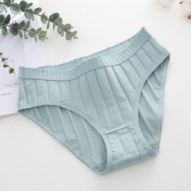 Women Seamless Cotton Crotch Panties Summer Dopamine Briefs Underwear Solid Color Breathable Elastic Sexy Stripe Lingerie Spring