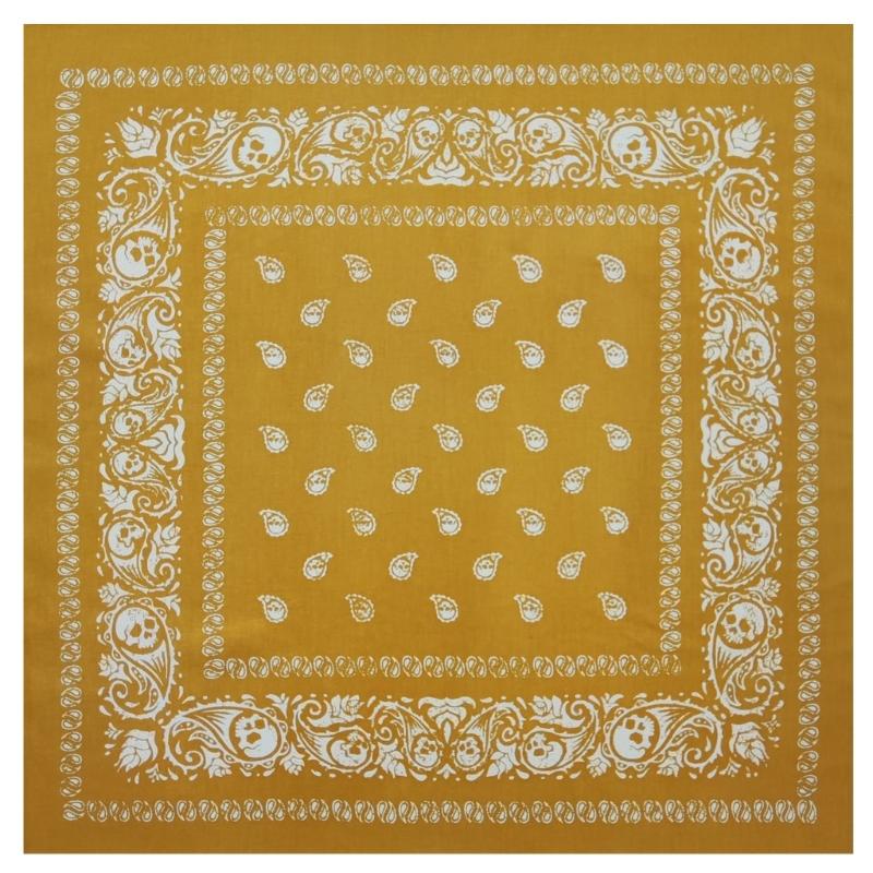 21'' Skull Pattern Bandana Head Scarf for Women Male Square Turbans Head Scarf Colorful Head Wrap Headwear