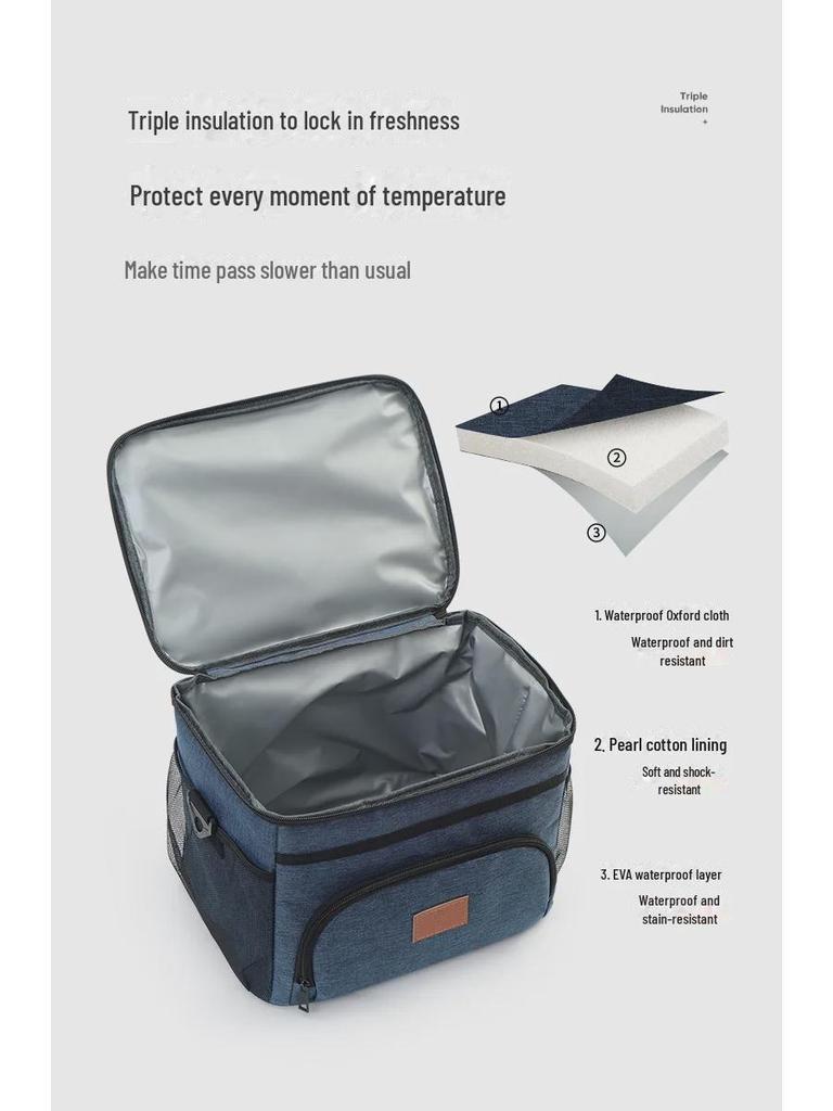 Cross-Border Leak-Proof PEVA Lunch Box Bag: Thick, Large Capacity, Portable & Insulated for Outdoor Use