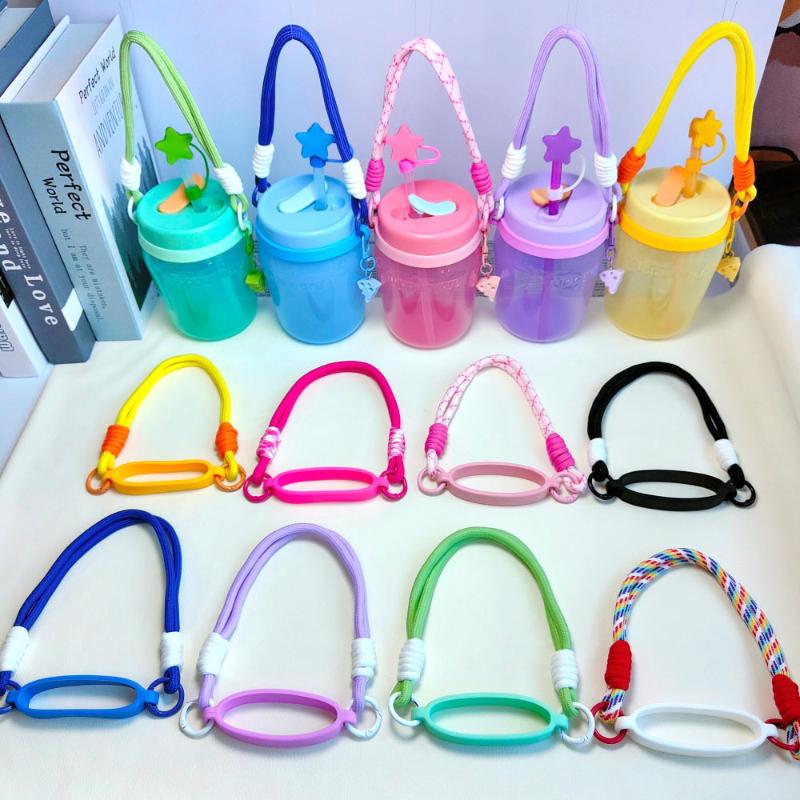 Candy Color Silicone Water Bottle Handle Strap Water Bottle Lanyard Hanging Rope Detachable Strap Bottles Cup Accessories