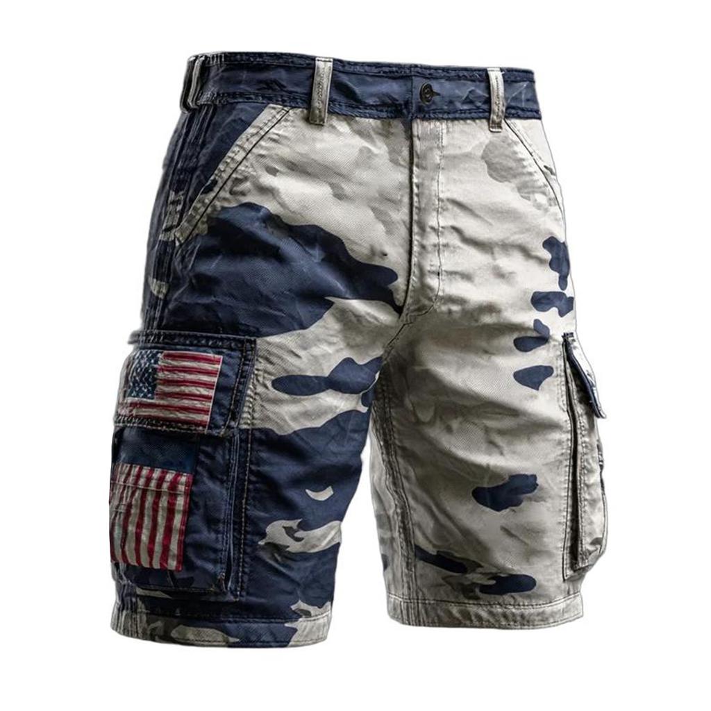 Men's Summer Printed Outdoor Shorts Men's Loose Multi-Pocket Shorts