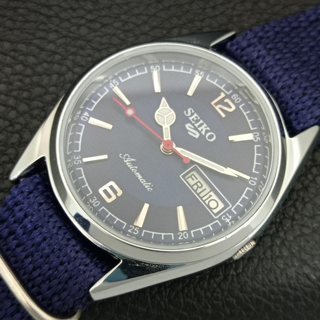 VINTAGE SEIKO 5 AUTOMATIC 6309A REFURBISHED JAPAN MENS BLUE DIAL WATCH A444314-1