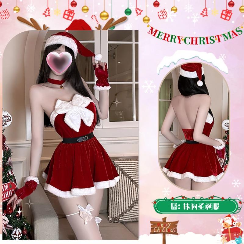 Christmas Suit Dress Sexy Autumn and Winter Cos Premium Christmas New Dress Tutu Skirt Temperament Socialite Fat M