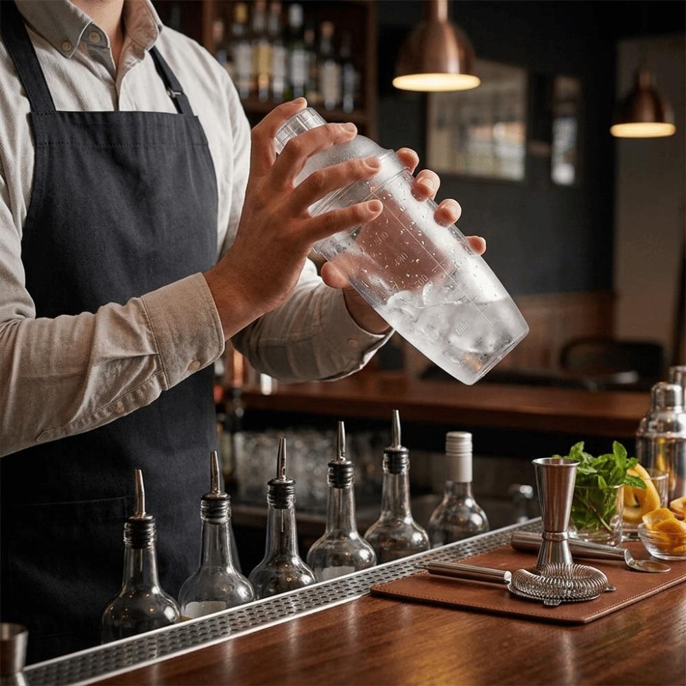 Three-piece Structure Cocktail Shaker Plastic Bar Cup Saving Space Shaking Vessel Household