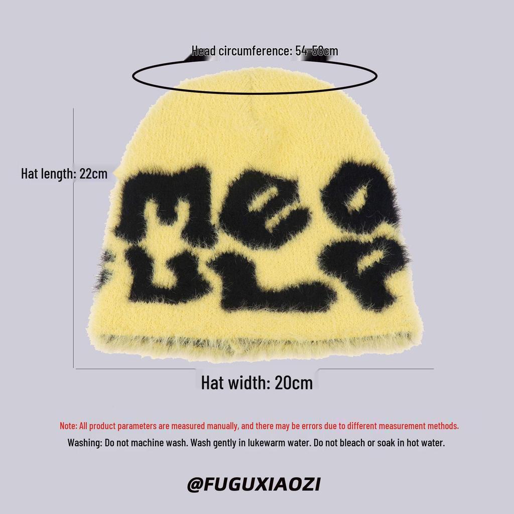 Unisex Korean-Style Plush Knitted Hat with Ear Protection
