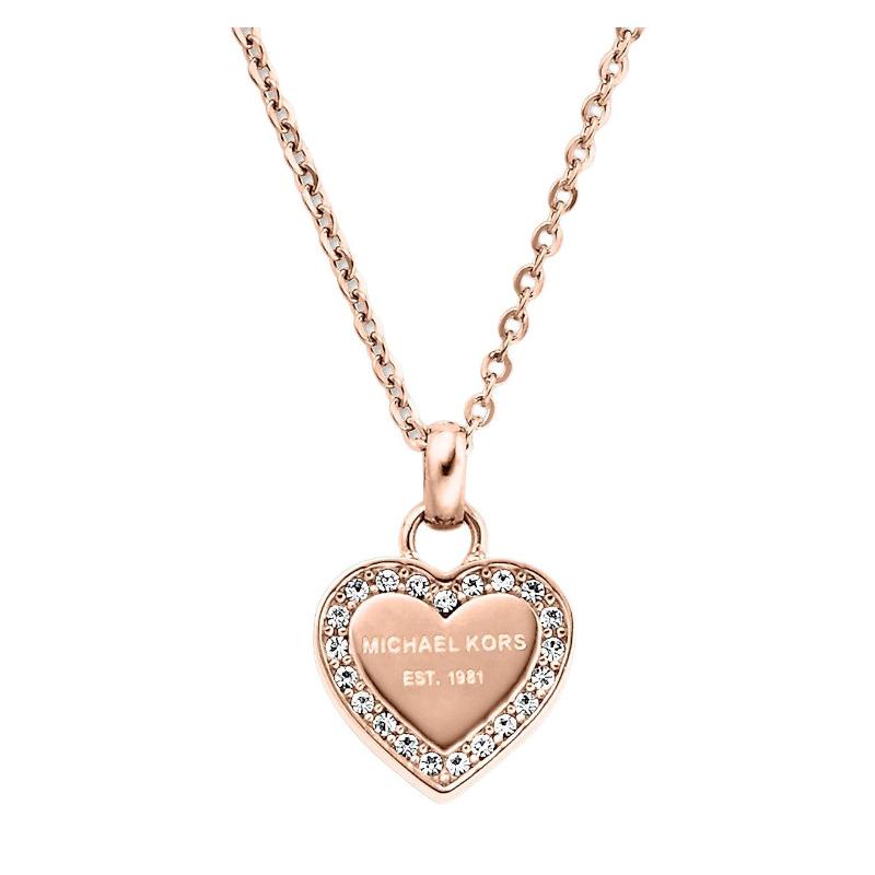MICHAEL KORS Heart Shape Design Stainless Steel Diamond Necklace Women s Rose Gold золотой