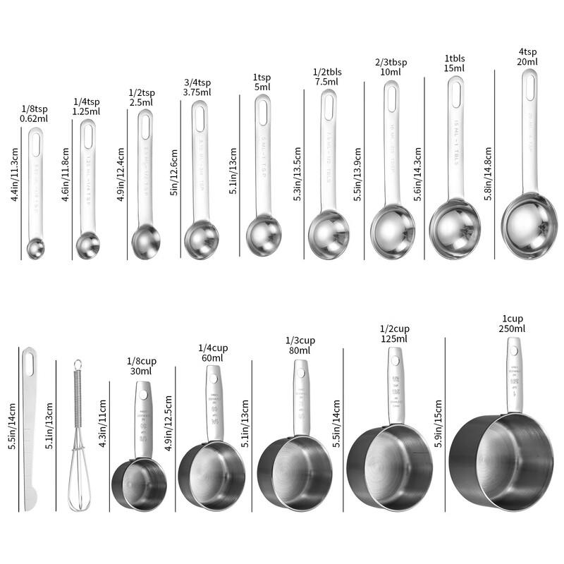 ZISIZ Stainless Steel Baking Measuring Spoons Set