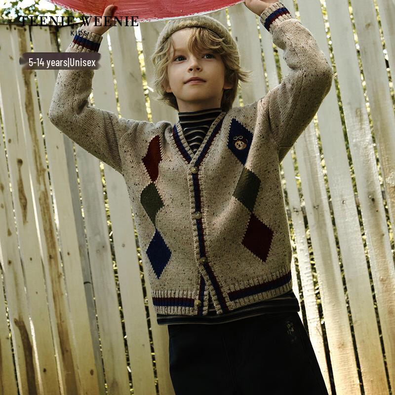 Teenie Weenie Kids Unisex V-Neck Speckled Knit Cardigan 150