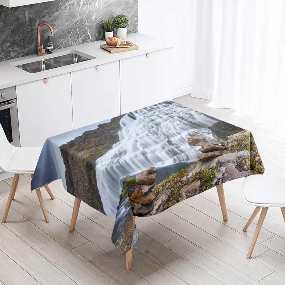 Față de masă imprimată cu floarea-soarelui, peisaj, camping, rezistentă la pete, impermeabilă, masă de bucătărie, decor acasă