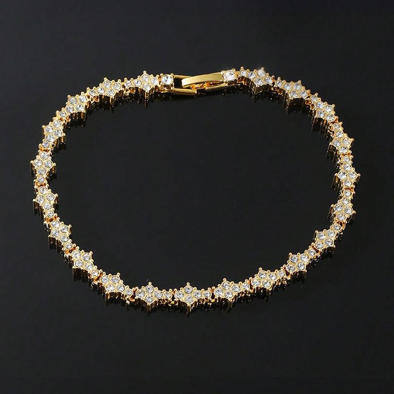 Round Stone Star Cubic Zirconia Bracelet Hip-Hop Jewelry For Men Shiny Elegant Fashion Accessory Classic  Gift For Birthday