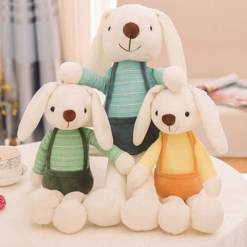 Cartoon Long Cuddly Eared Bunny Plush Toy Vest Stuffed Animal Doll Kids Gift