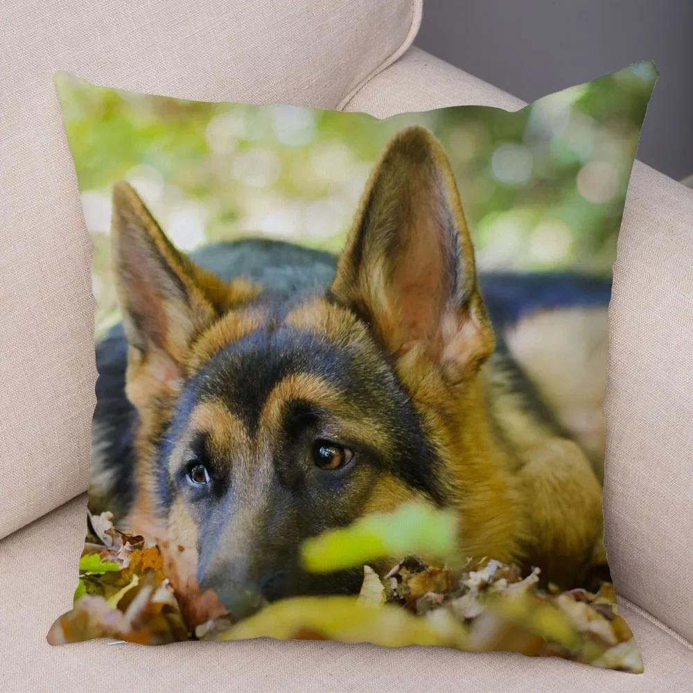 Sofa Home Pillowcase German Shepherd  Decoration Pet Animal Cushion, 30x30cm