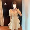 Platycodon First Love Sweet Little Man Bubble Sleeve Backless New Dress Women's Summer Dress