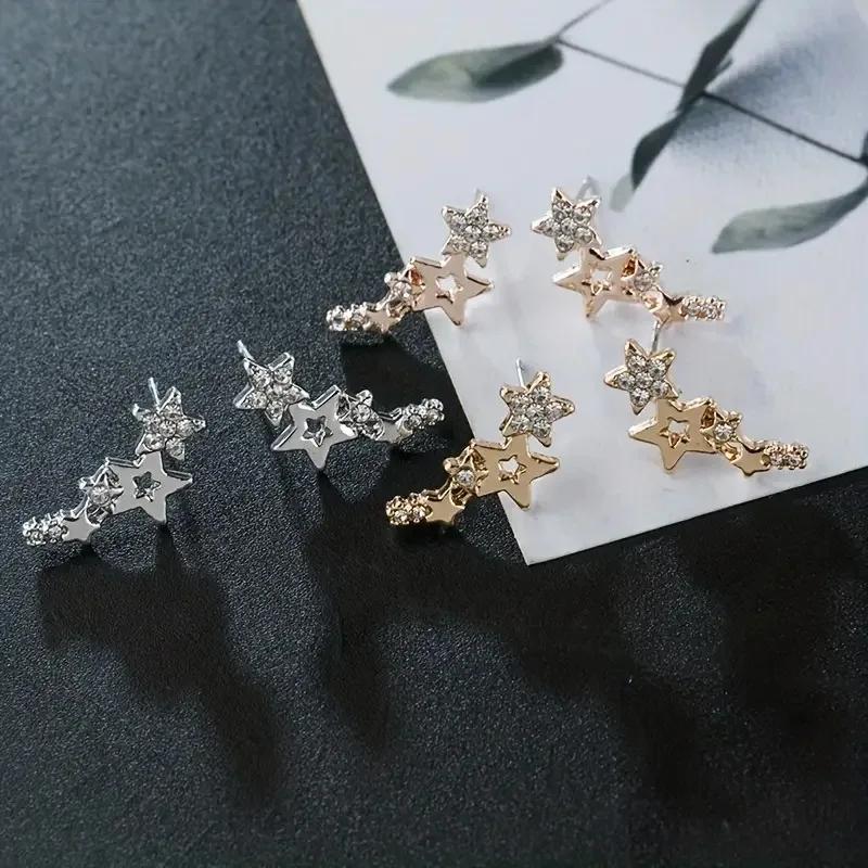 Shiny Star Stud Earrings for Women Elegant Zircon Rhinestone Mini Star Earrring Girls Party Birthday Fashion Zircon Gifts