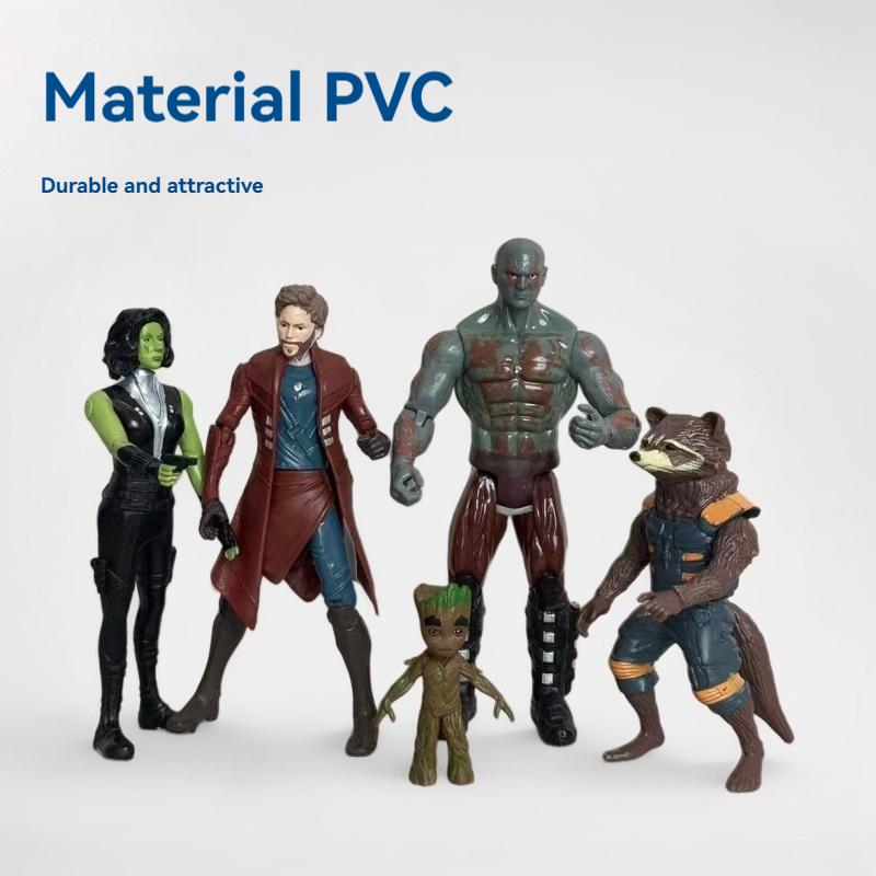 5 Stück Wächter der Galaxie Actionfiguren Set Groot Waschbär Rocket Sammlerstatuen Anime-Thema Schreibtischmodell Geschenk für Fans