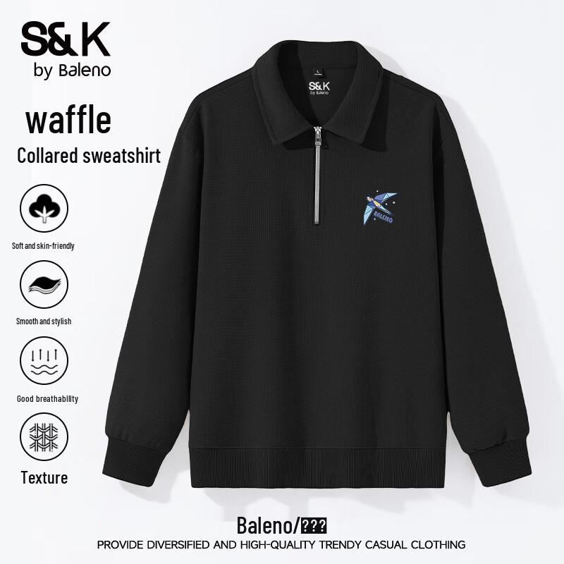 Baleno Men s S&K Waffle Knit Half-Zip Sweatshirt M