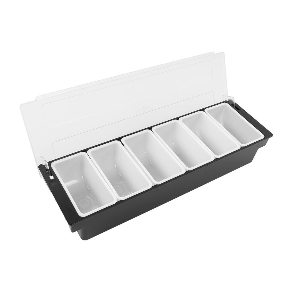 Kitchen Seasoning Box with Cover Multi Grids Spice Box for Home Salt Sugar Nut Candy Dried Fruit Black 6 Grids