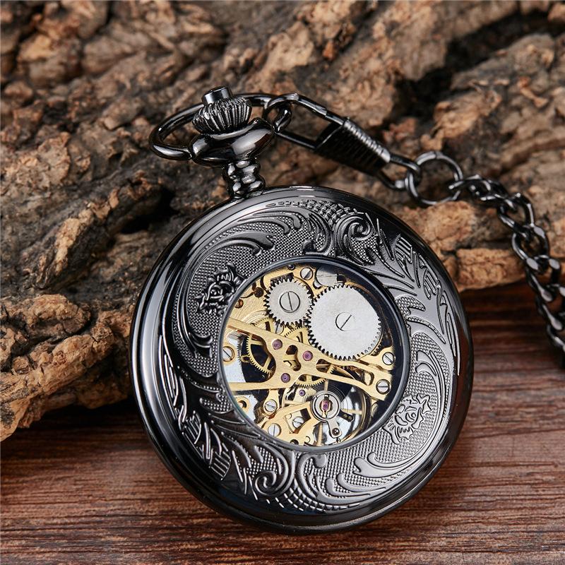 Neue Klassische Skelett Herrenuhr Vollautomatische Mechanische Taschenuhr Klappe Retro Gold Herren und Damen Antike Geschenk Uhr