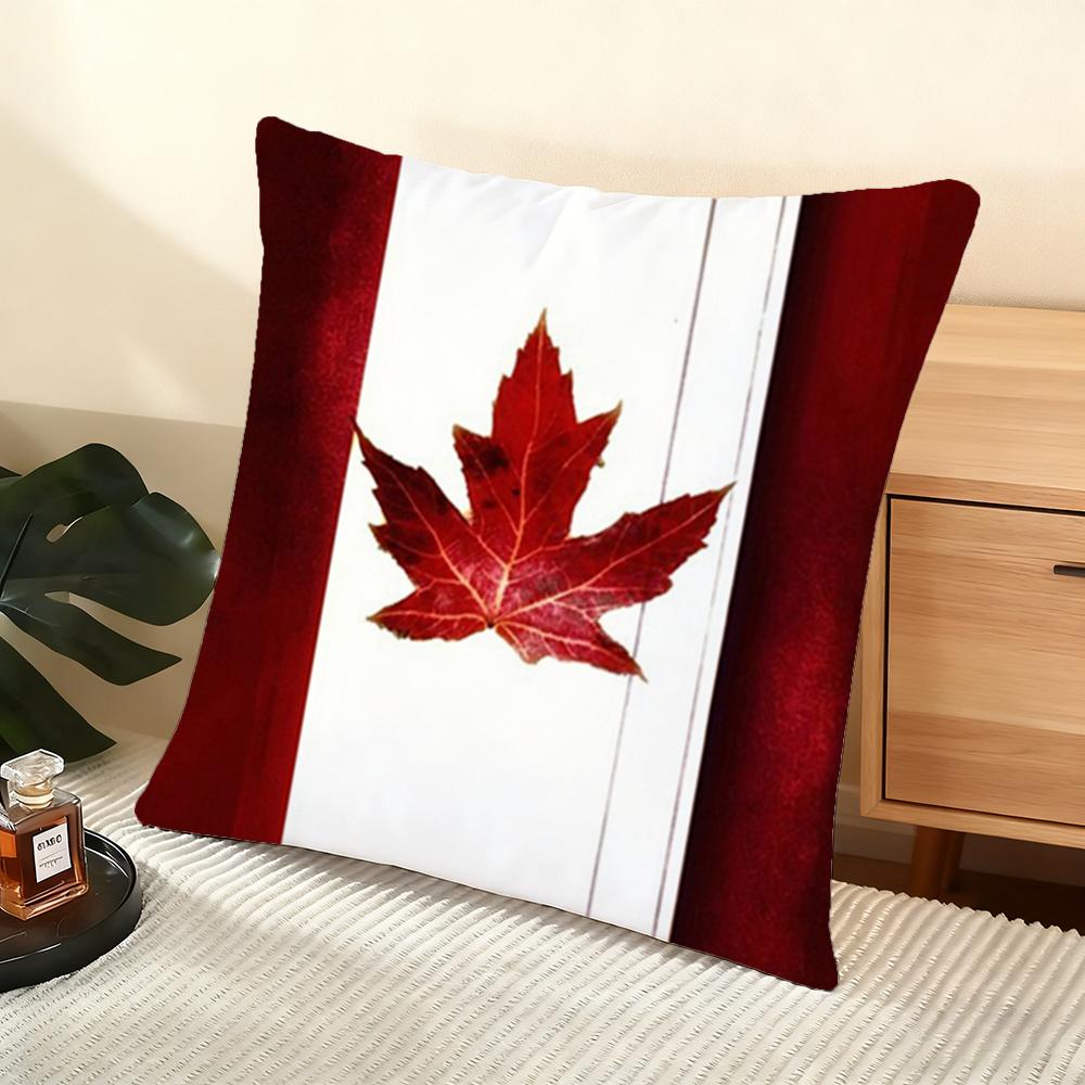 Canada Canadian Flag Ca Leaf Cushion Cover Soft Short Plush Pillow Cover Smooth Cozy Texture Aesthetic Cushion Case Home Decor