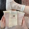 Cute Little Bear Embroidered Socks - Children's Cartoon Plush Socks, Thin Style with Lace and Boneless Bows