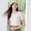 Betu Women's Summer Heart Embroidered Short Sleeve Knit Top
