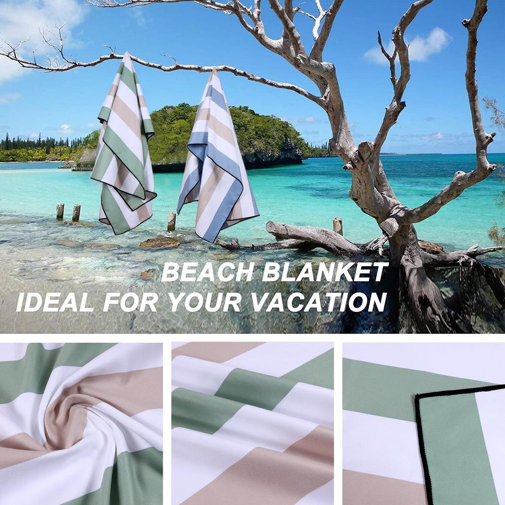 Doppelseitiges Samt-Streifen-Strandtuch - Schnelltrocknend & Saugfähig zum Schwimmen und Sonnenbaden