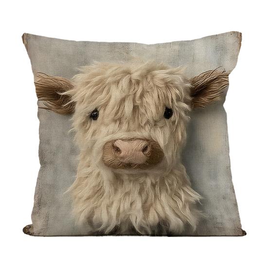 2D Animal Cushion Cover Imitation Embroidery Alpaca Pattern Pillow Case Dog Highland Cow Throw