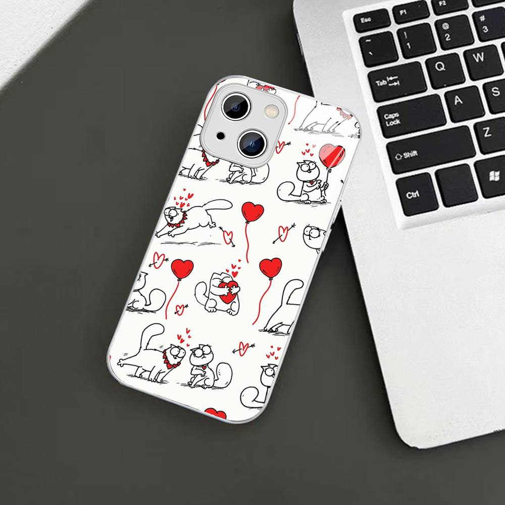 

S-Simons Cat Character Tempered Glass For Iphone 14 13 12 11 Pro Mini XS MAX 14Plus X XS XR Cover iphone Xs Max