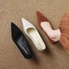 New comfortable middle heel fashion single shoes solid color leather shoes non-slip beef tendon soft sole large size fine heel pointed shoes