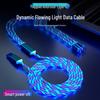 Three-in-One Fast Charging Cable with Flowing LED Lights for Android, iPhone, and Type-C - Seven-Color Night Light