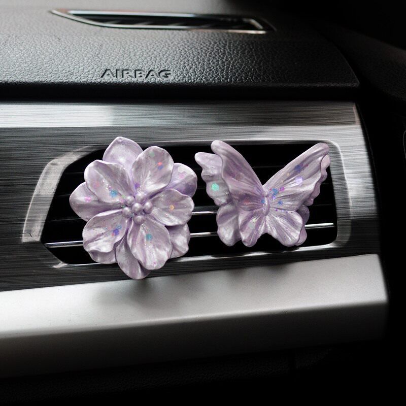 Car Air Vent Fragrance Diffuser, High-End Camellia Butterfly Aroma Stone, Car Interior Decoration Diffuser
