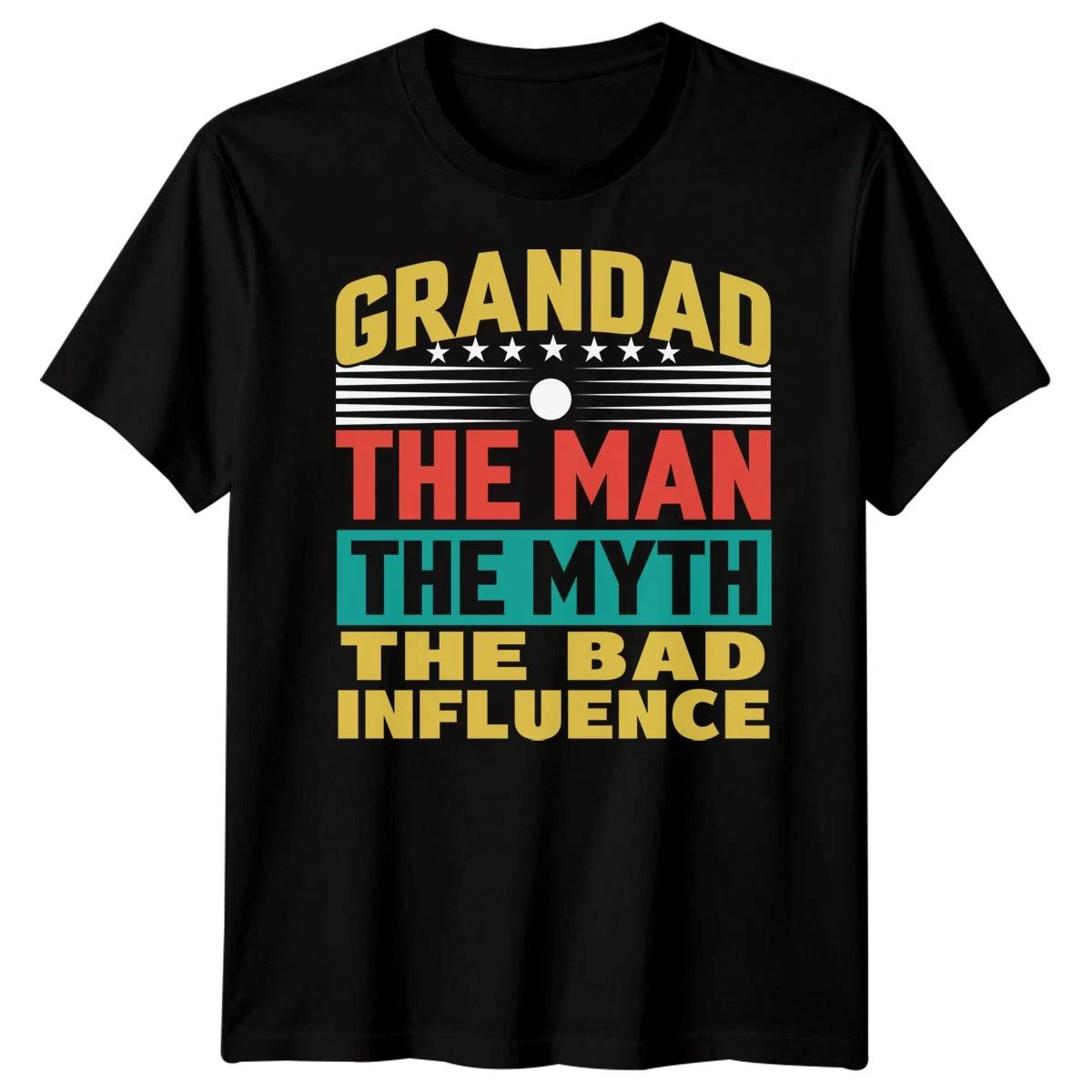 Grandad The Man The Myth The Bad Influence Grandparent Family Graphic Tee XL