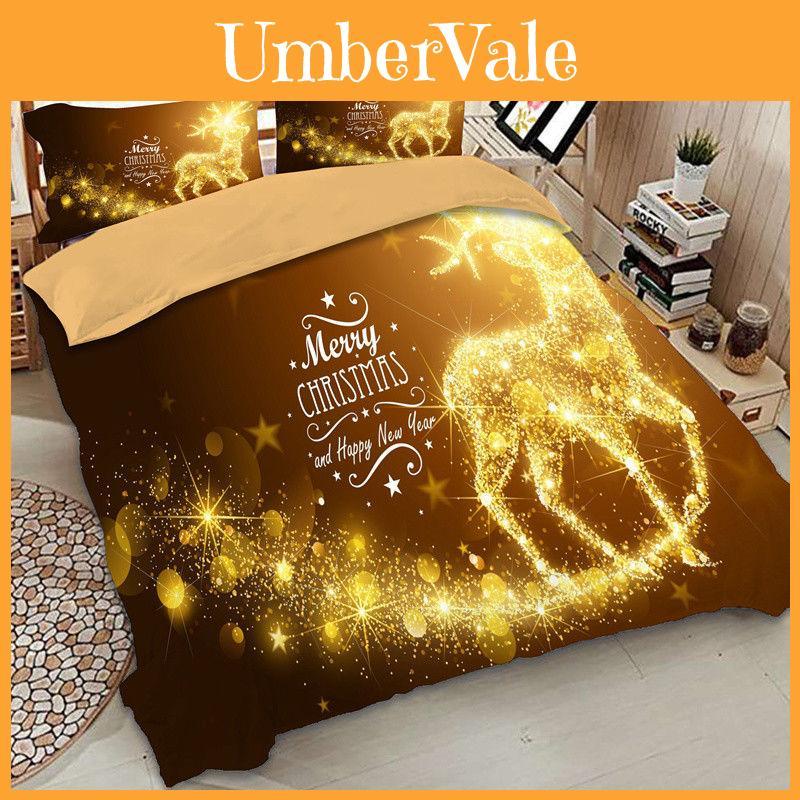 Cozy Father Christmas Duvet Cover Pillow Cases Santa Claus Quilt Cover Bedding Set