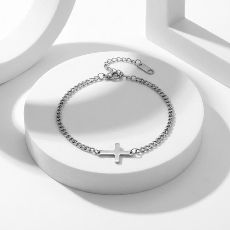Cold Fashion Stainless Steel Cross Versatile Bracelet Simple Gold Accessories