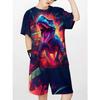 Cartoon Jungle Dinosaur Print Pattern Casual Fashion T-shirt Shorts Set